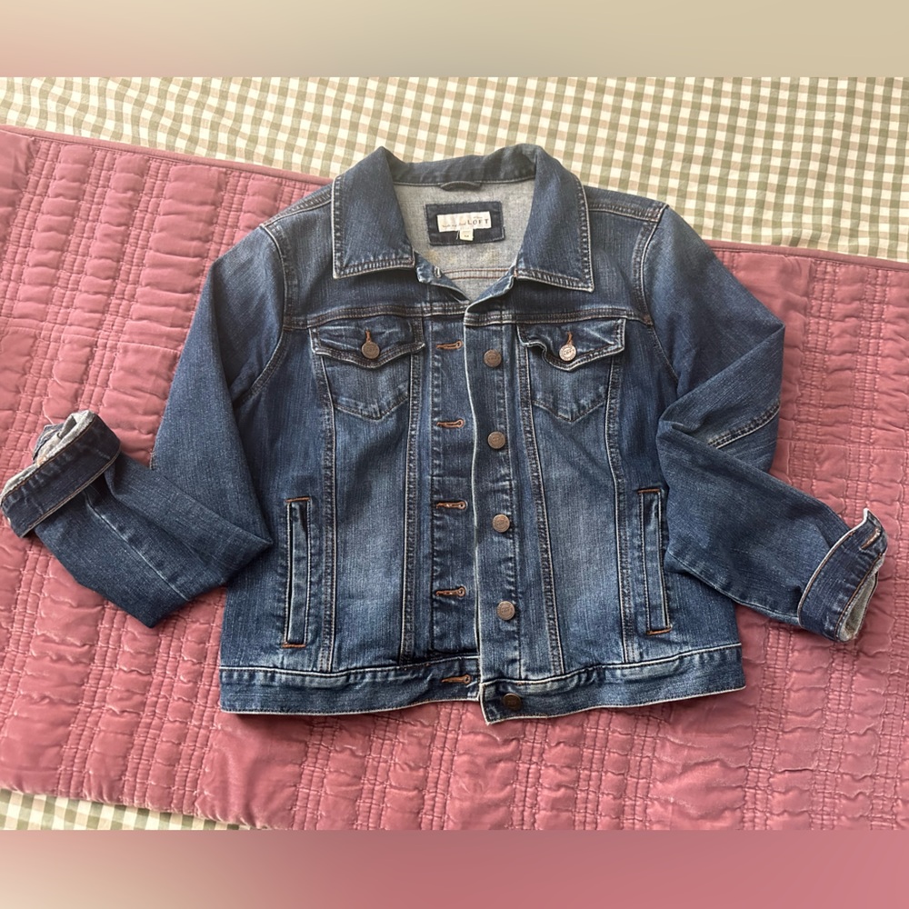 LOFT, medium wash denim jacket, size M